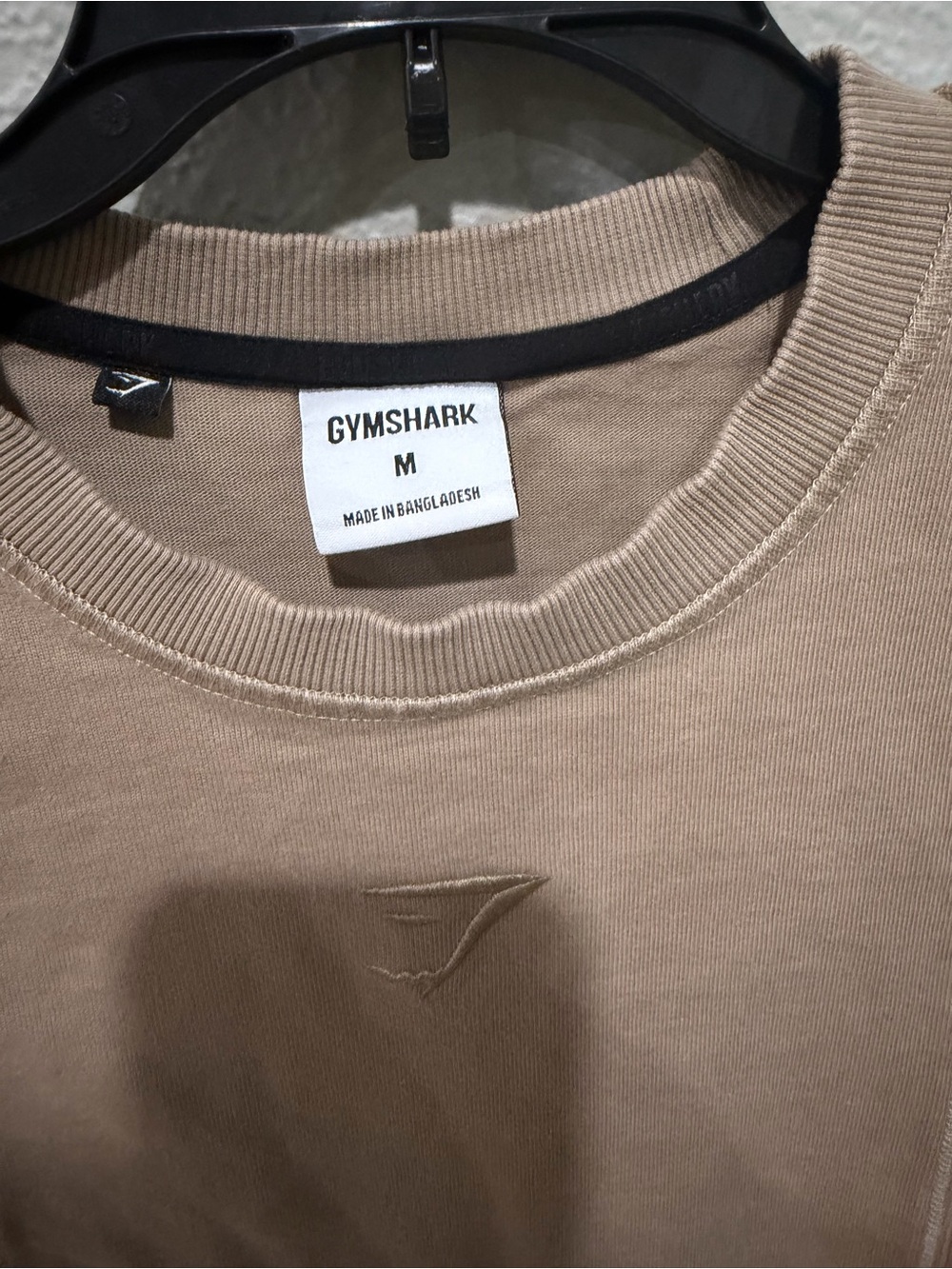 Gymshark Beige Crewneck Short Sleeve Shirt Size M Mens 100% Cotton EUC - Picture 2 of 4